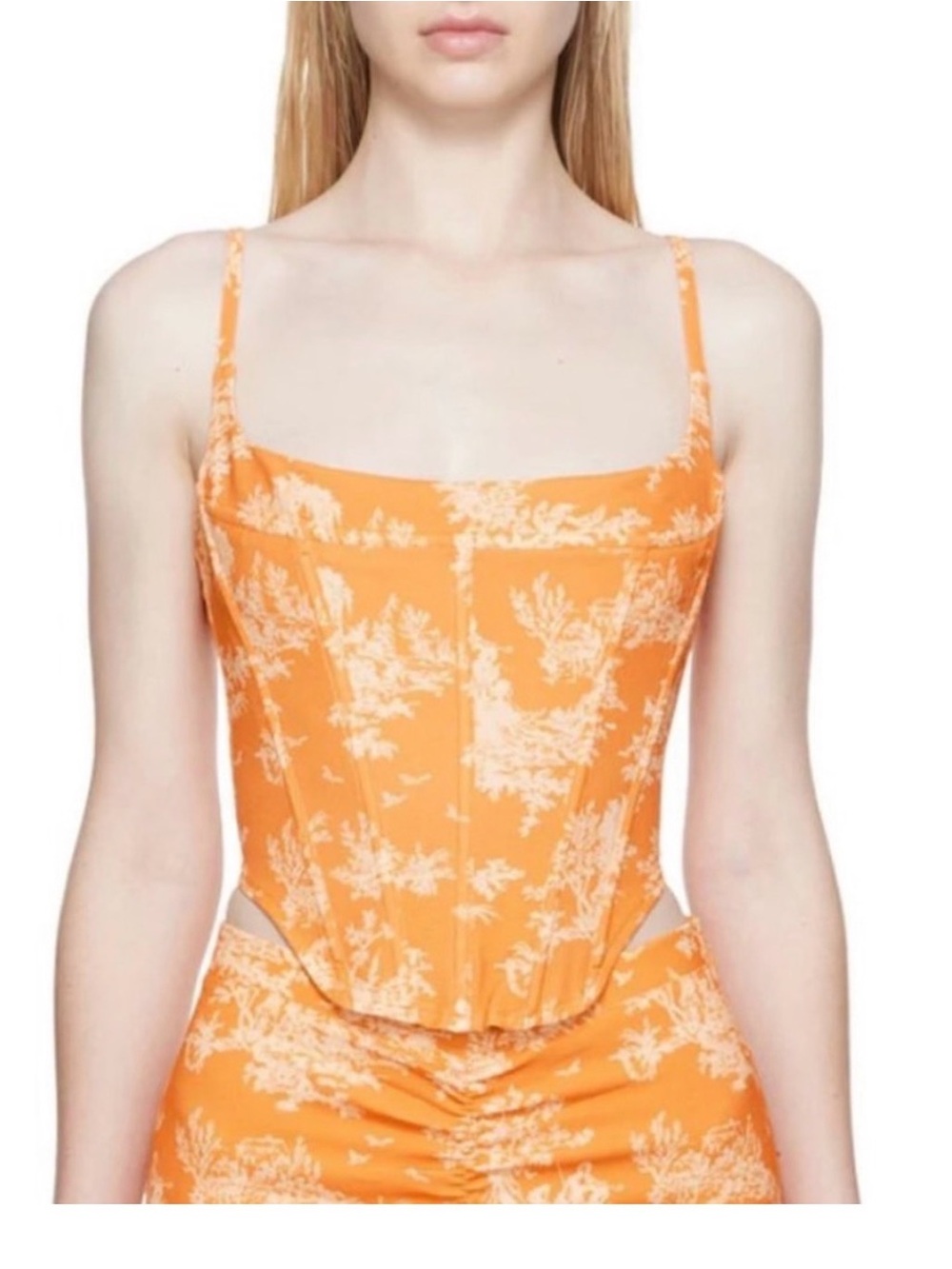 Miaou Orange and Cream Floral Cowl Neck Corset